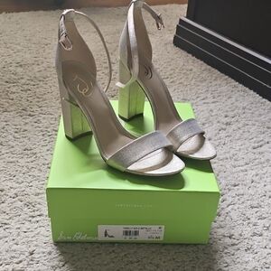 Sam Edelman Women's Silver Block Heels 9.5 NIB